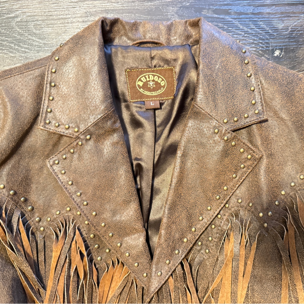 Brown Leather Fringe Jacket - Picture 4 of 8